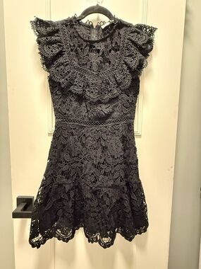 Adelyn Rae Black Lace Ruffle Dress